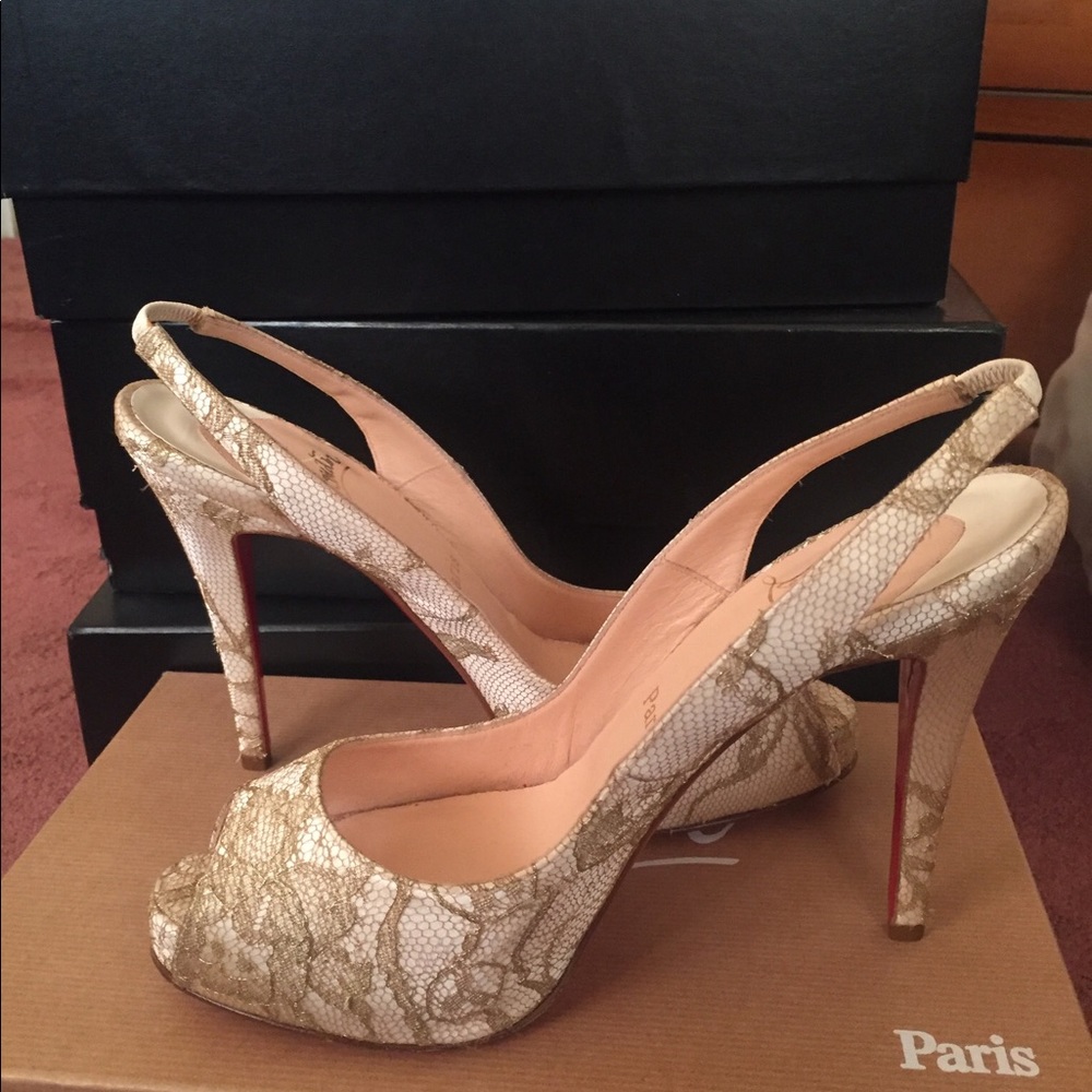 Christian Louboutin Ivory Satin/Lace Prive 120